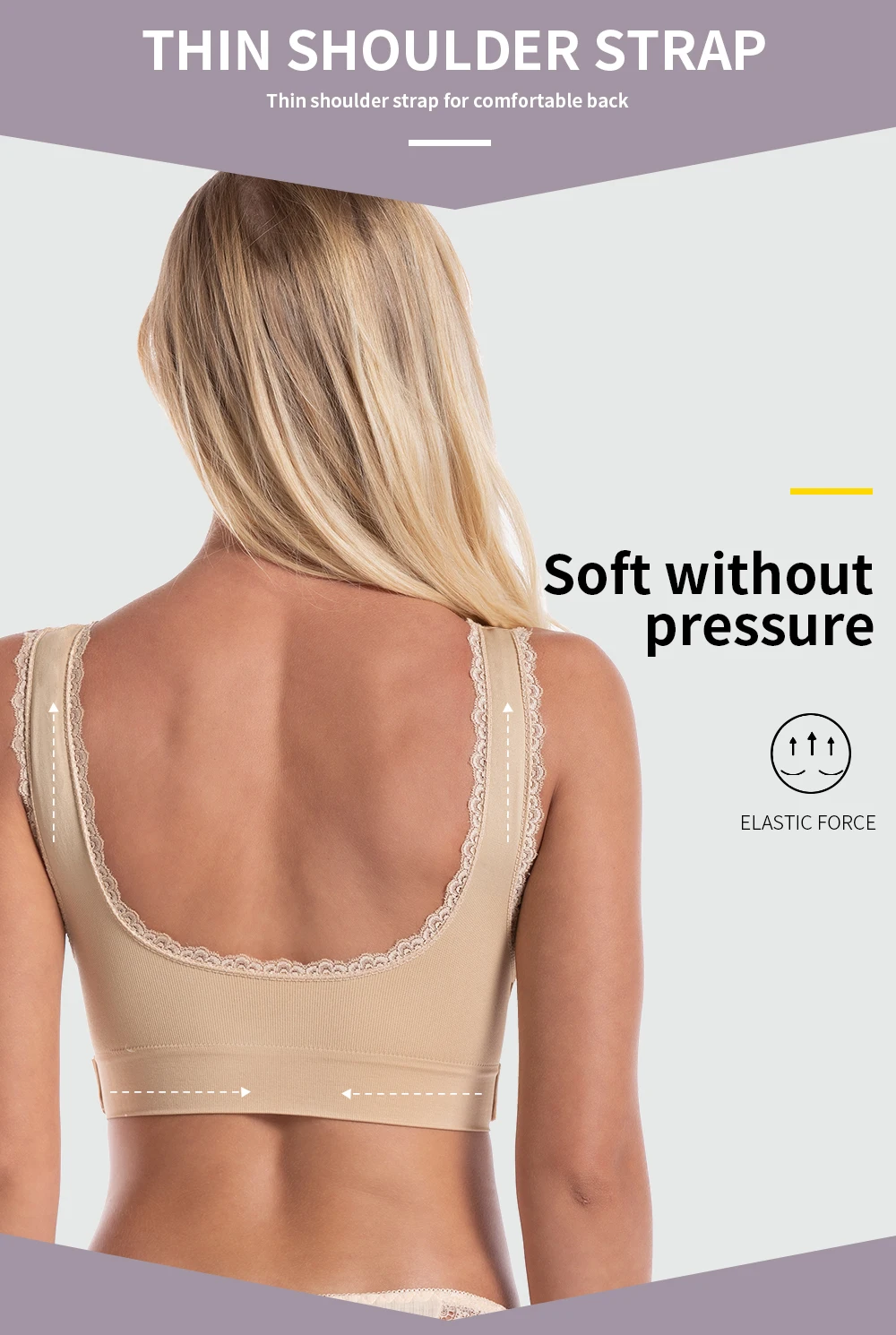 Front Cross Side Buckle Wireless Lace Sports Bras