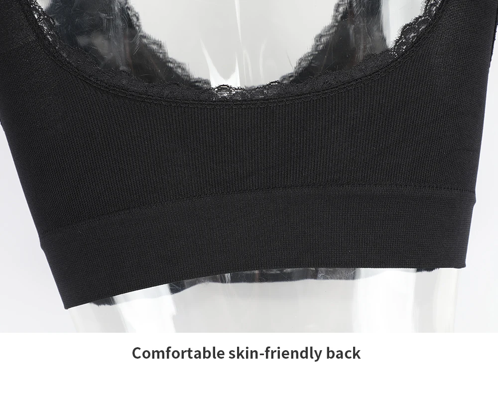 Front Cross Side Buckle Wireless Lace Sports Bras